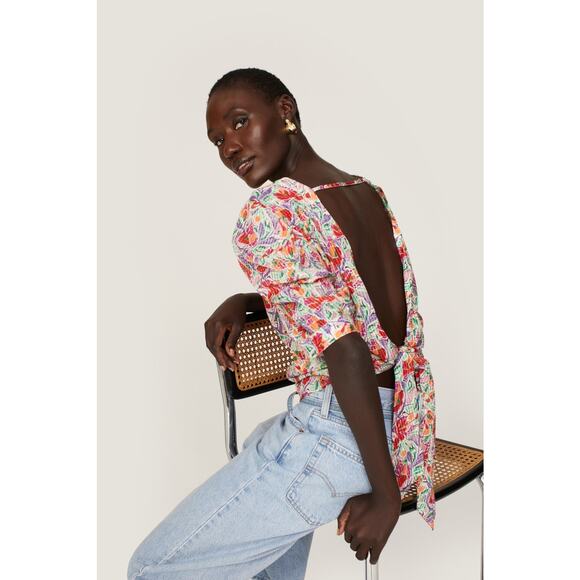 NWT BA&SH Ameal Floral Crop Puffy Sleeve Top Size 1 (Small) - Picture 6 of 6